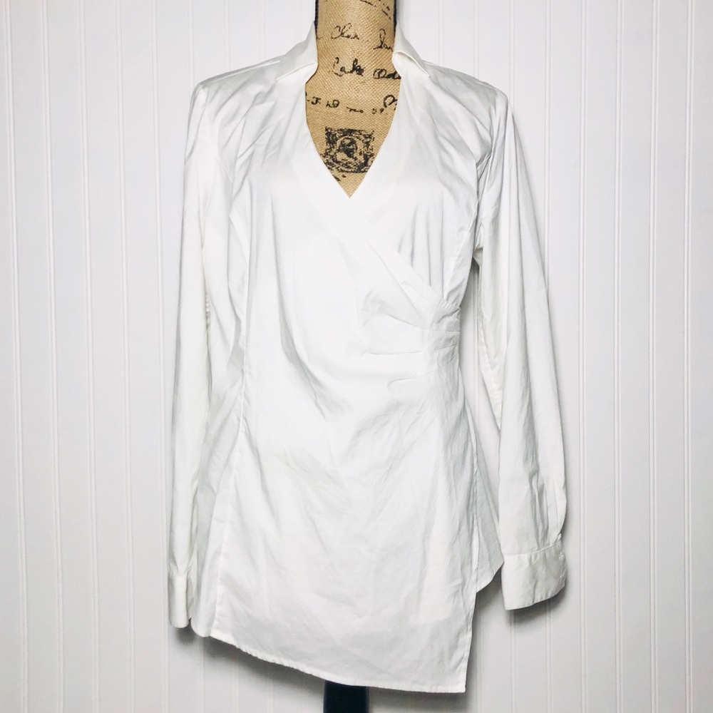 Women’s White House Black Market White Shirt Sz 12